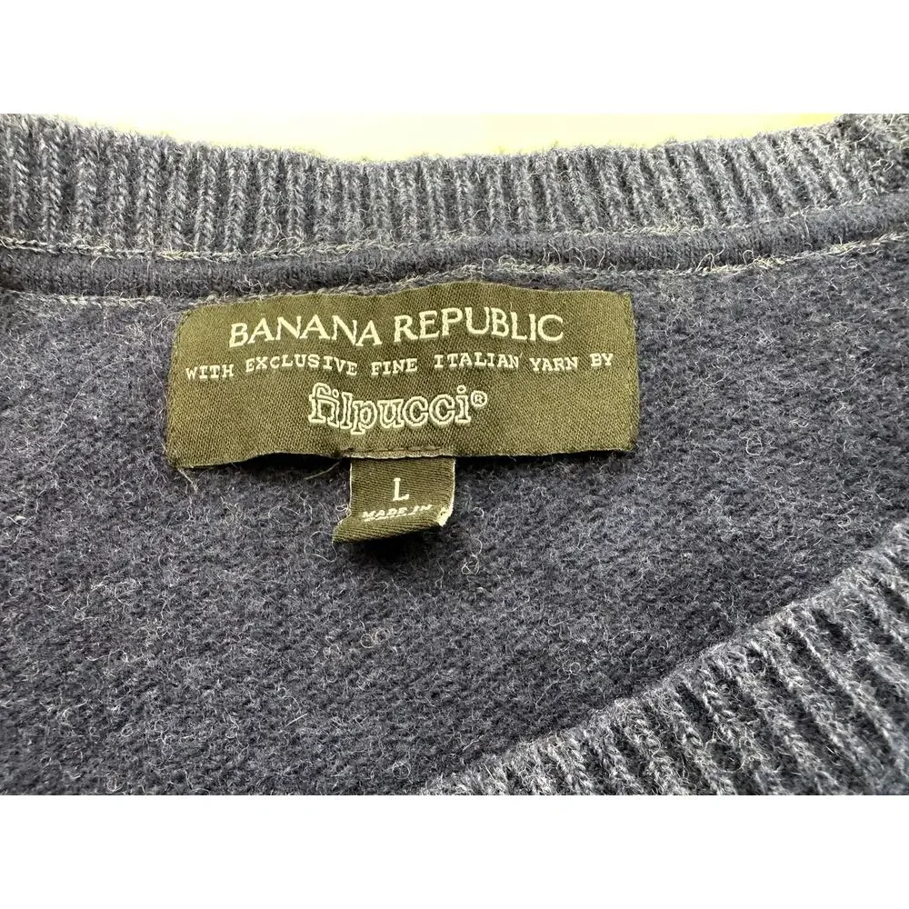 Banana Republic Fine Italian Wool Striped Sweater Size L